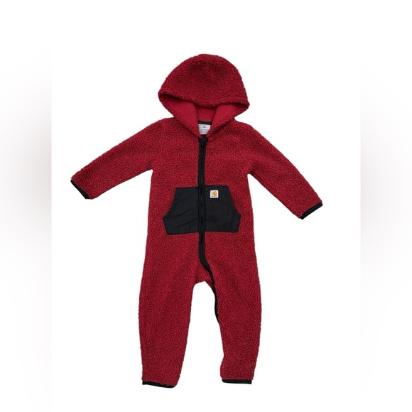 Carhartt Toddler Sherpa Fleece Zip Front Coveralls Bunting size 18 mo Red - Picture 1 of 7